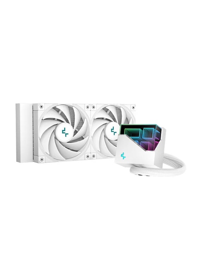 DEEPCOOL LT520 WH 240mm Liquid CPU Cooler – High-Performance AIO Cooling, Dual FK120 Fans, Infinity Mirror Top Cap, Efficient Heat Dissipation, All-White Design for Gaming & Overclocking PCs - Image 1