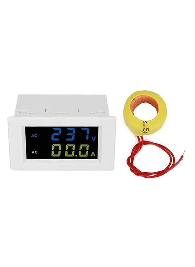 D85 2042A مقياس رقمي للتيار والجهد المتردد، شاشة LCD مزدوجة، 80-500 فولت، 0-100 أمبير، غلاف ABS، شاشة مزدوجة، علبة بيضاء - Image 1