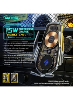 MATRIX Matrix Wireless Charging Car Holder - 15 W - Black - MX-205  - Image 4