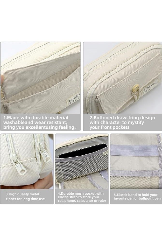 Button Design Large Capacity Pen Case, Big Capacity Pencil Pouch Stationery Pen Bag, Cosmetic Portable Bag, Pouch for School, Gift for Office School