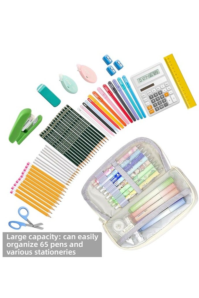 Button Design Large Capacity Pen Case, Big Capacity Pencil Pouch Stationery Pen Bag, Cosmetic Portable Bag, Pouch for School, Gift for Office School