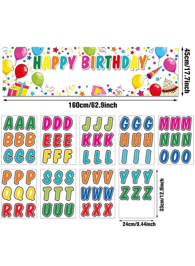 Tatuo Personalized Birthday Banner with Name DIY Colorful Happy Birthday Banner Backdrop with Alphabet Stickers Custom Name Backdrop for Outdoor and Indoor Party Decoration(White) - Image 2