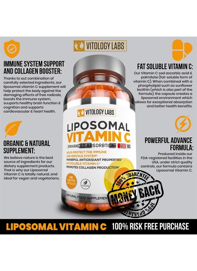 Natuspur Premium Liposomal Vitamin C 2000mg - 180 Capsules –Ultra Potent High Absorption Ascorbic Acid, Supports Immune System & Collagen Booster - Powerful Antioxidant High Dose - Fat Soluble  - Image 4