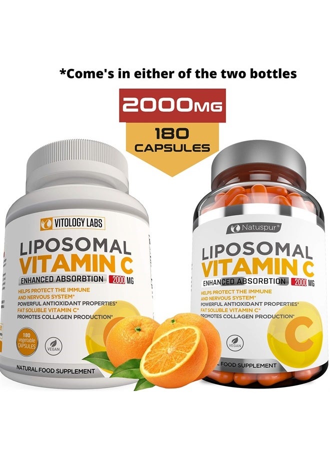 Natuspur Premium Liposomal Vitamin C 2000mg - 180 Capsules –Ultra Potent High Absorption Ascorbic Acid, Supports Immune System & Collagen Booster - Powerful Antioxidant High Dose - Fat Soluble  - Image 5