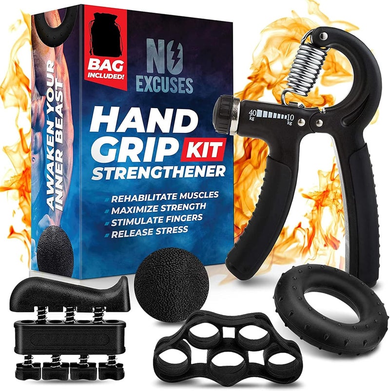 SOLARAE Hand Grip Strengthener, Grip Strength Trainer Kit (5 Piece Set), Hand Strengthener & Grip Strength Kit - Hand Exerciser Grip Strengthener Kit, Grip Trainer & Hand Grips for Strength - Image 2