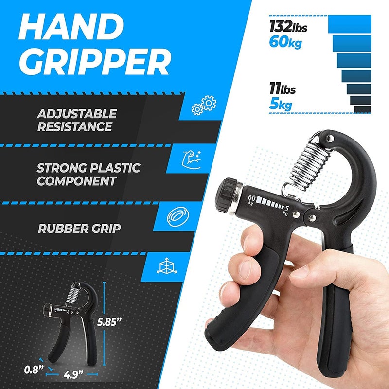 SOLARAE Hand Grip Strengthener, Grip Strength Trainer Kit (5 Piece Set), Hand Strengthener & Grip Strength Kit - Hand Exerciser Grip Strengthener Kit, Grip Trainer & Hand Grips for Strength - Image 3
