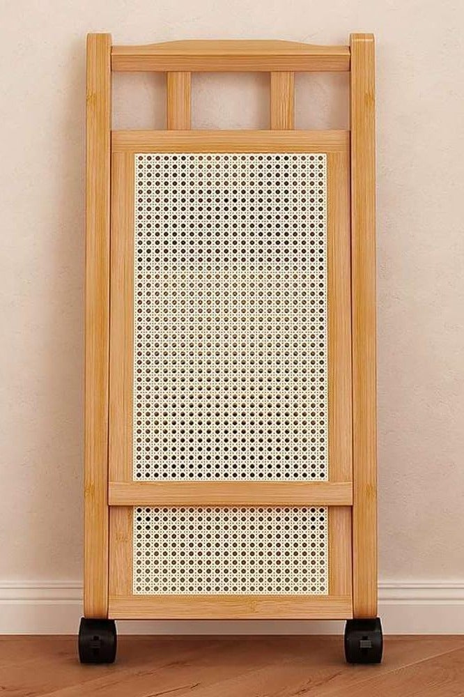 LINGWEI Bamboo Serving Cart Foldable Wooden Kitchen Trolley Kitchen Storage Organizer - Image 3