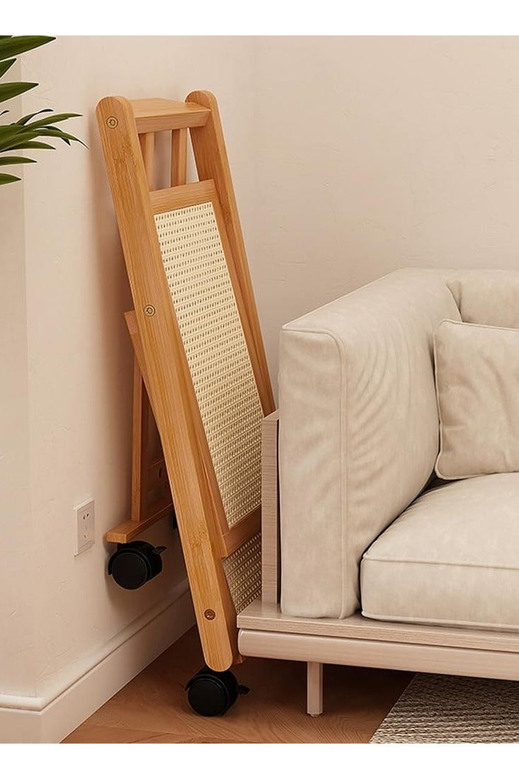 LINGWEI Bamboo Serving Cart Foldable Wooden Kitchen Trolley Kitchen Storage Organizer - Image 4