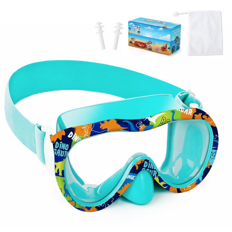 Wave Kids Swim Goggles with Nose Cover, 180Â° Panoramic Snorkel Mask with Anti-Fog & Anti-Leak Design, Comfort Fabric Strap UV Protection Lens for Boys Girls Ages 3-15 - Image 1