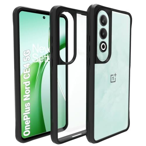 RIGGEAR Shockproof Tough Hybrid Armor Back Cover Case Compatible with OnePlus Nord CE4 5G, Nord CE 4 5G (Clear PC + Black TPU Bumper) - Image 1