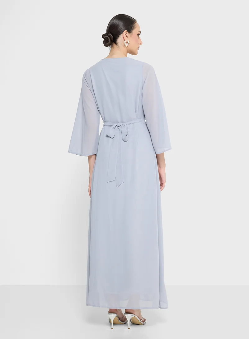 خزانة Embellished Dress With Bell Sleeves