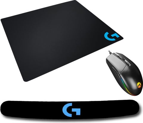 SM-X97 R-Star USB 5-Button RGB Illuminated 6400DPI Gaming Logitech Wristband Mouse Pad and Logitech Keyboard Pad Gaming Mouse Set