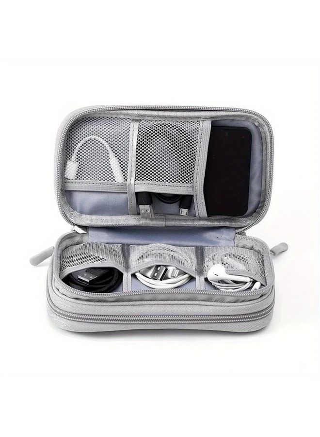 Black Electronics Organizer Travel Case With Charger Cable Compartments Durable Waterproof Polyester - Image 4
