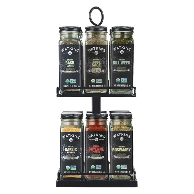 COUNTERTOP TWO TIER ROTATING SPICE RACK INCLUDES 16 ORGANIC SPICES 16608