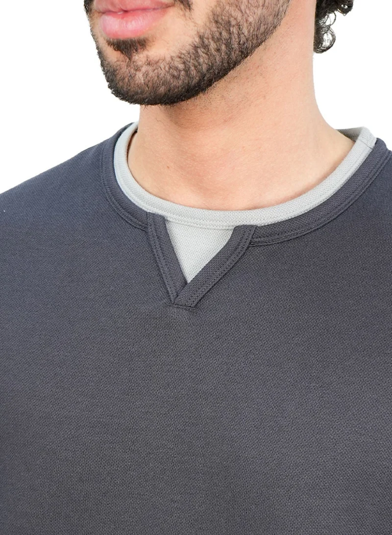 GIORDANO  Men’s Loose Jacquard Interlock Crew Neck Short Sleeve Tee for Men | Best Price UAE