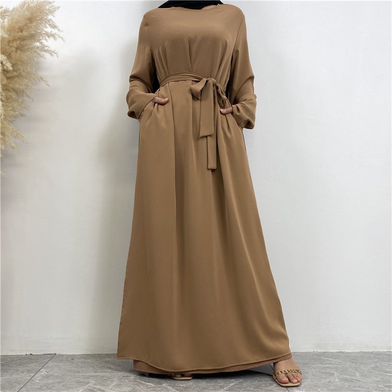 مونيكا فاشون فستان بسيط يناسب جميع المناسبات بأكمام طويلة ولون واحد - Image 2