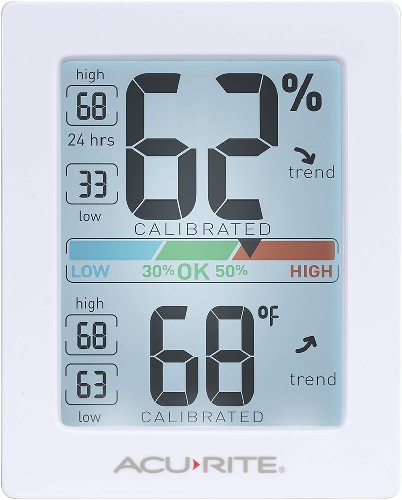 Acurite Pro Humidity Meter & Thermometer with Touch Activated Backlight, White - Image 1