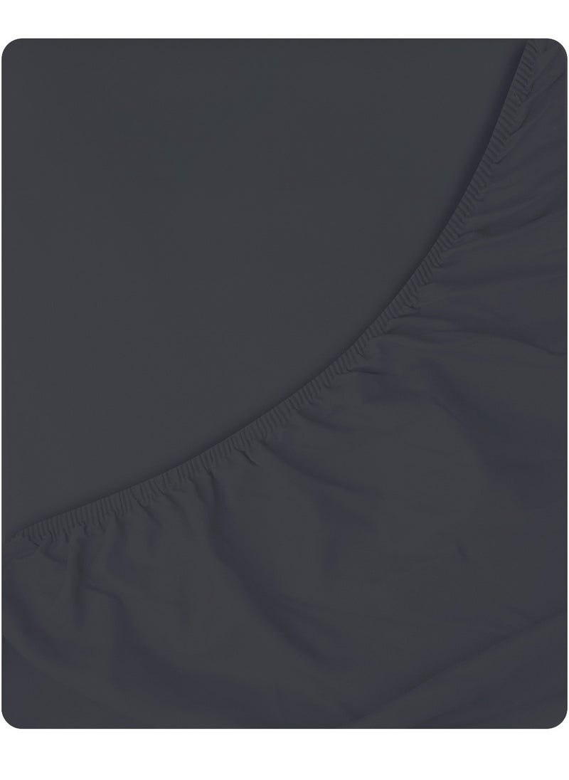 Infinitee Xclusives - Infinitee Xclusives Fitted Sheet for Bed Dark Grey King Size 200 x 200 cm - 100% Microfiber - 40 cm Deep Pocket to Fit & Cover Sheets  - Soft, Wrinkle Free & Shrink Resistant Fitted Sheet - Image 1