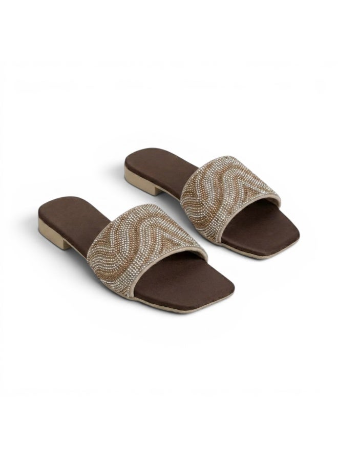 LIFESTYLISH Slipper Flat Diamond Distinctive SL-227 - Brown - Image 2