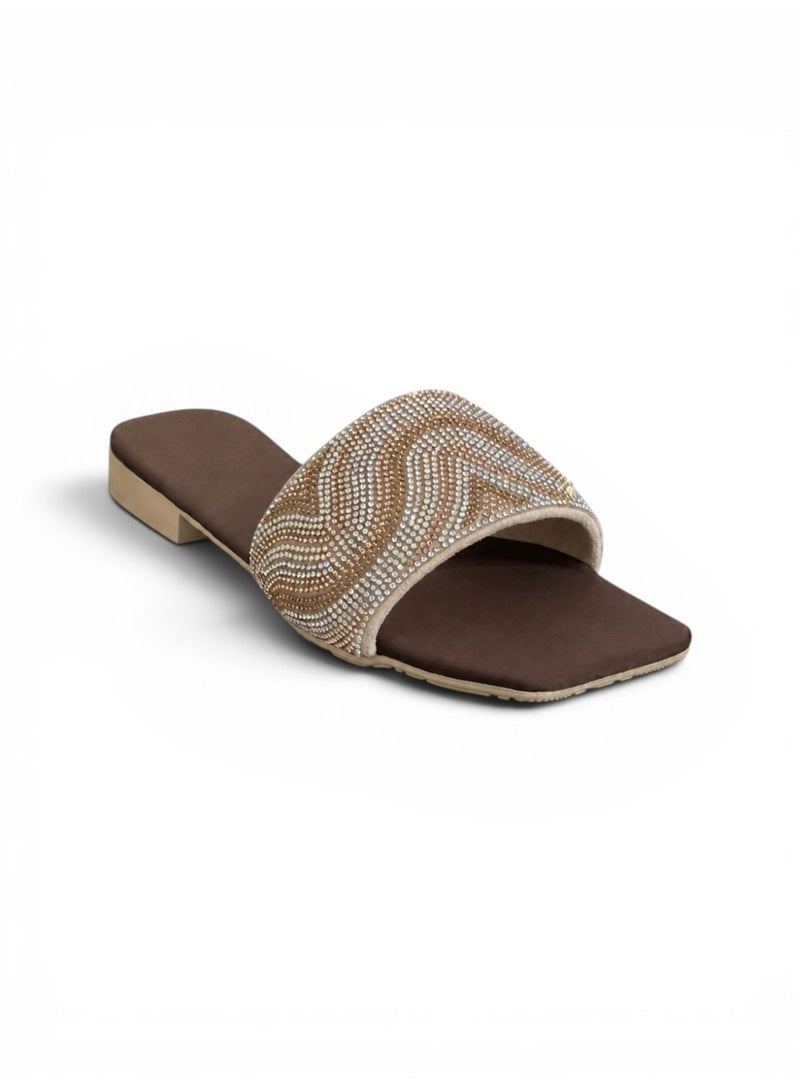 LIFESTYLISH Slipper Flat Diamond Distinctive SL-227 - Brown - Image 3
