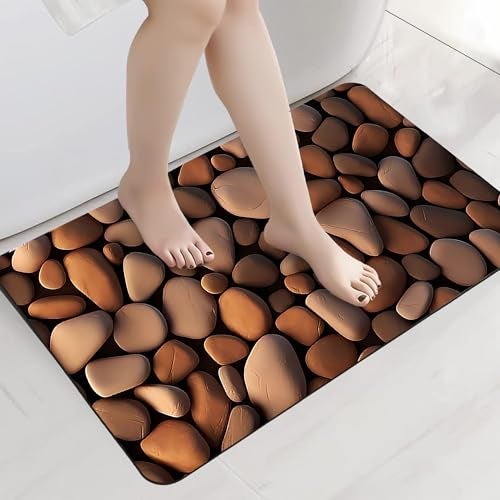 Yellow Weaves Synthetic Rubber 3D Patterned Rectangular Anti Slip Water Soaking Floor Mat, Water Absorbent Non Slip Bath Mat, Quick Dry Mat for Bathroom, Door Mat (Pack of 1) - Brown Stone - Image 2