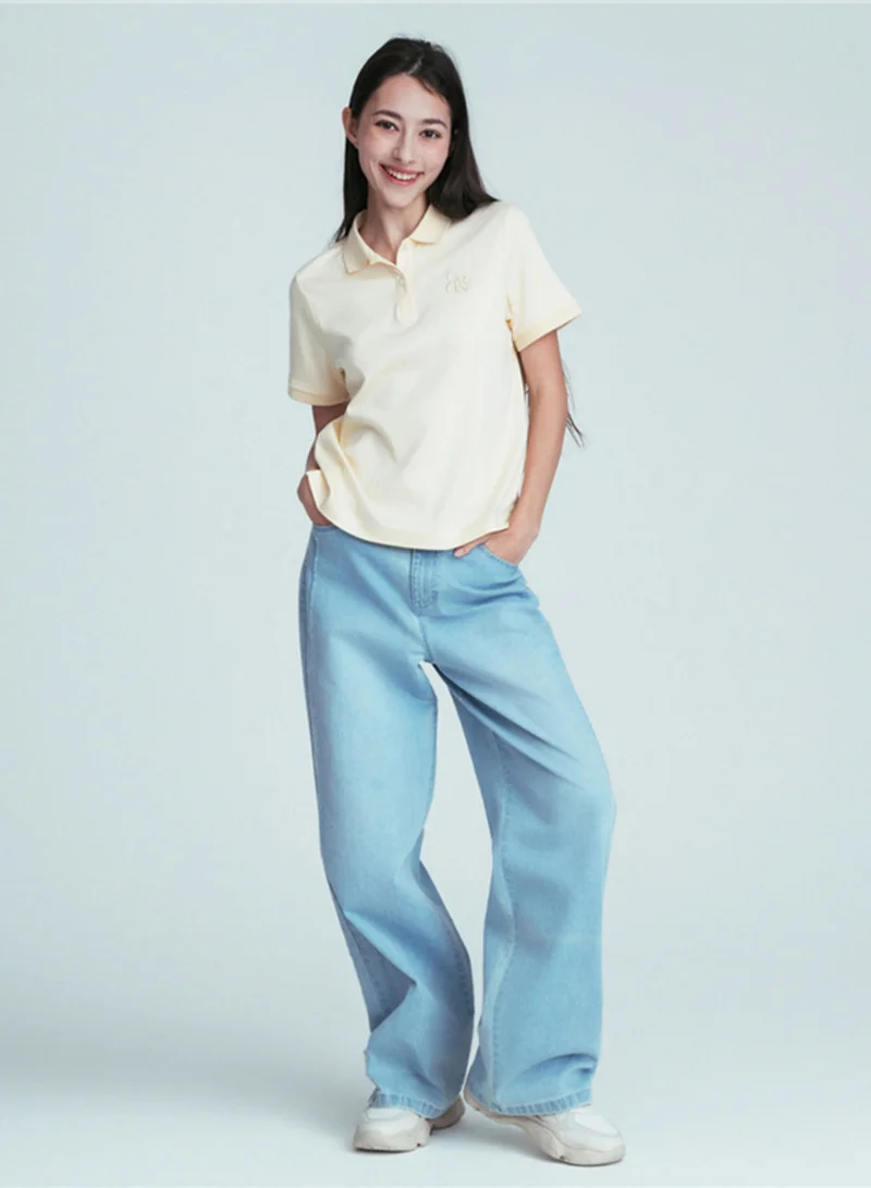 جيوردانو Women's High Waist Wide Leg Cool Jeans