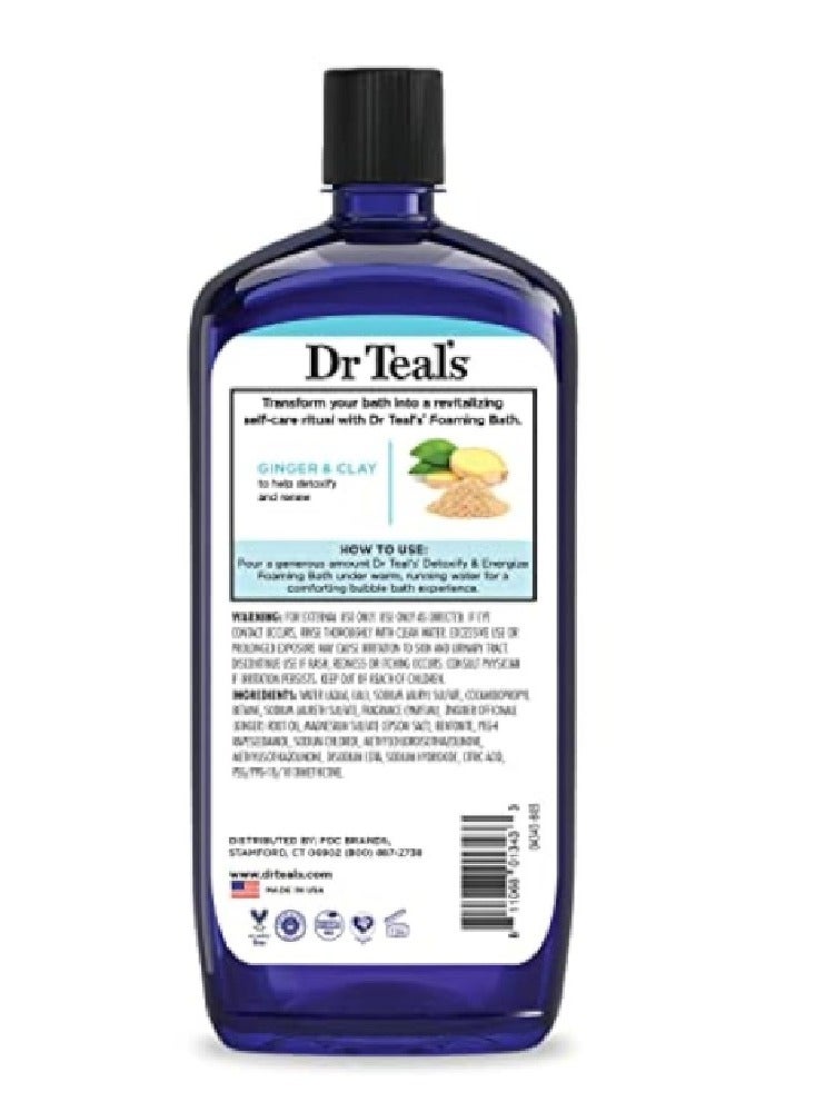 Dr Teal's Foaming Bath with Pure Epsom Salt, Detoxify & Energize with Ginger & Clay - 1000ml - Image 3