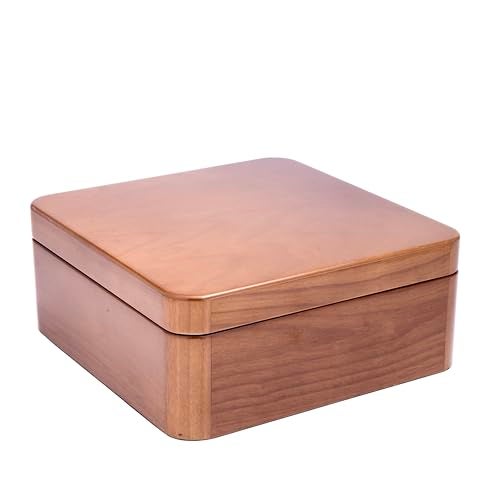 GIBOX Walnut Wooden Box, Burl Vineer Glossy Finish, Premium Velvet Cushioning Inside, Multipurpose, Jewelry, Keys, Utility Box for Home Office To Carry Without lock Table Top (23x23x9 cm) - Image 2