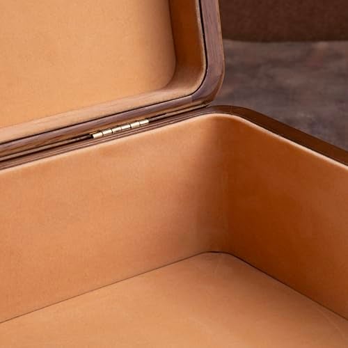 GIBOX Walnut Wooden Box, Burl Vineer Glossy Finish, Premium Velvet Cushioning Inside, Multipurpose, Jewelry, Keys, Utility Box for Home Office To Carry Without lock Table Top (23x23x9 cm) - Image 3