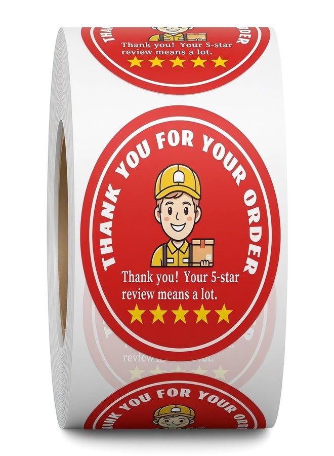 Toborher 500Pcs 2" Thank You for Your Order Stickers, Food Delivery Stickers, 5 Star Review Delivery Labels, Sealing Stickers for Takeout Boxes Food Delivery Accessories Lable - Image 1