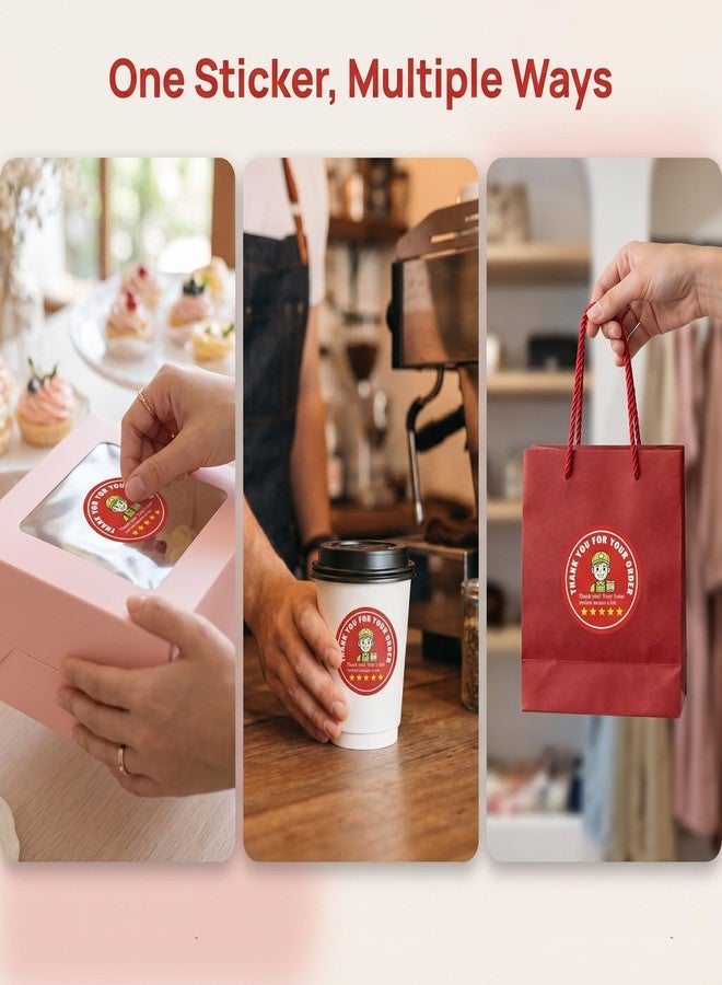 Toborher 500Pcs 2" Thank You for Your Order Stickers, Food Delivery Stickers, 5 Star Review Delivery Labels, Sealing Stickers for Takeout Boxes Food Delivery Accessories Lable - Image 2