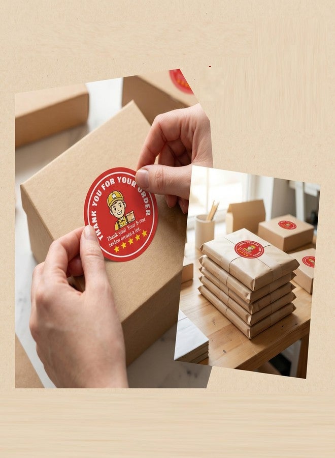 Toborher 500Pcs 2" Thank You for Your Order Stickers, Food Delivery Stickers, 5 Star Review Delivery Labels, Sealing Stickers for Takeout Boxes Food Delivery Accessories Lable - Image 4