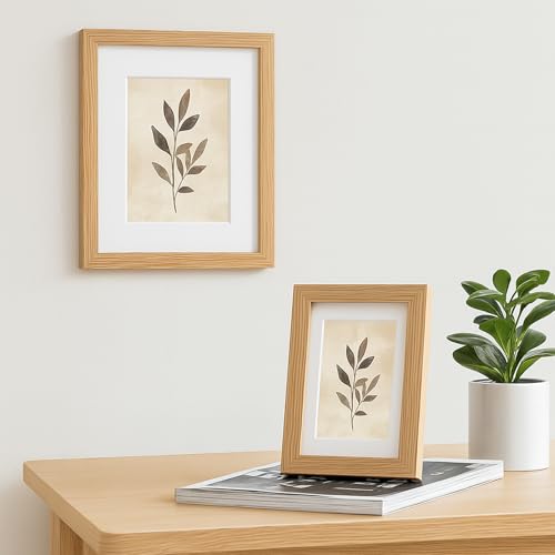 puthiac 6x8 Solid Oak Wood Picture Frame, Fits 5x7 with Mat or 6x8 Without Mat, Wall or Tabletop Display with Stand, Vertical or Horizontal, Plexi Front, 1 Pack, Natural Oak - Image 5