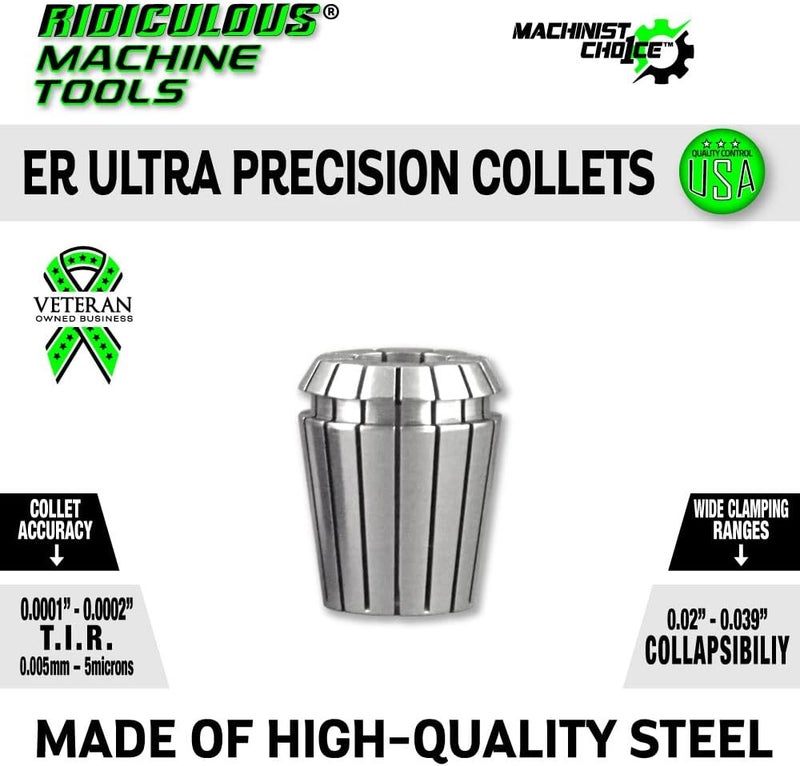 Ridiculous Machine Tools ER16 ULTRA Precision Spring Collets (0.0001" T.I.R.) USA 100% Quality ControlMachinist Choice™ - Image 2