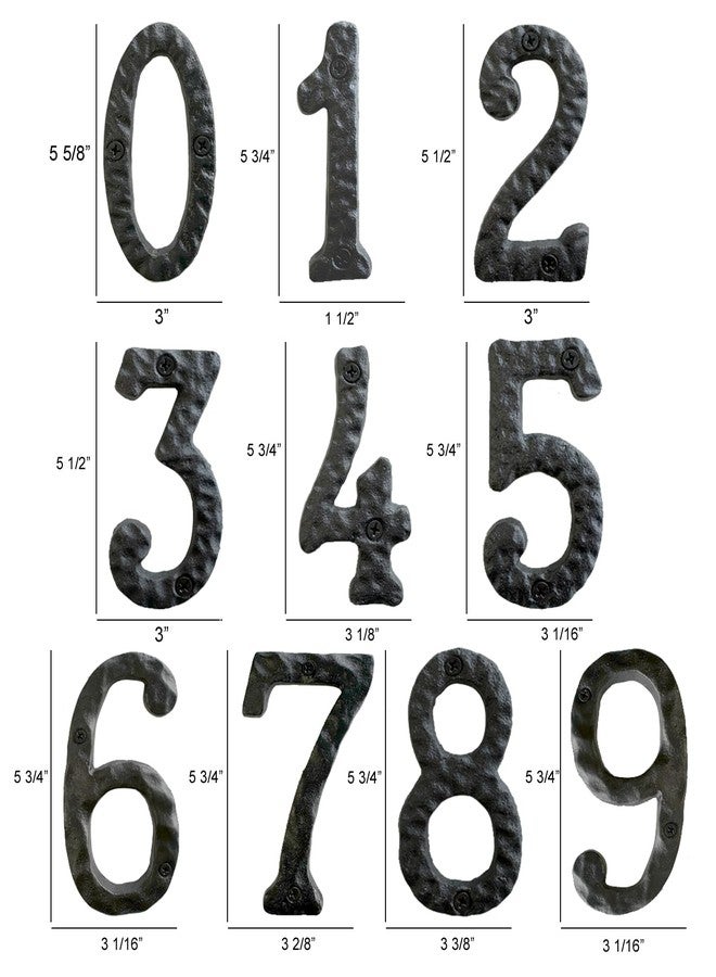 NACH House Numbers for Outside, 5.5 inch Black Address Numbers for House - Number 0 - Rustic Numbers for Outside with Mounting Hardware - Image 4