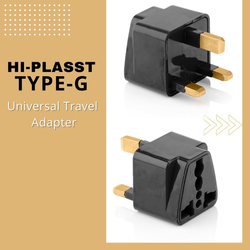 HI PLASST PINS N PLUGS HiPLASST Type G Plug Adapter UK Adapter for Indian Pins London Power Plug Converter for England Dubai Hong KongSingapore Ireland Wales Scotland Adaptor for Charging Laptop Camera Phone - Image 2