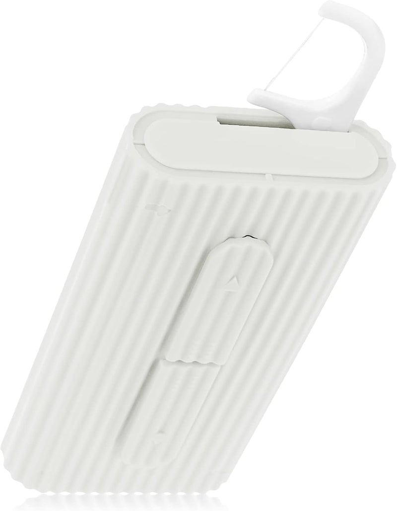 WLLHYF Portable Dental Floss Case with 10 Floss Picks - Automatic Organizer for Travel and Teeth Cleaning (White) - Image 1