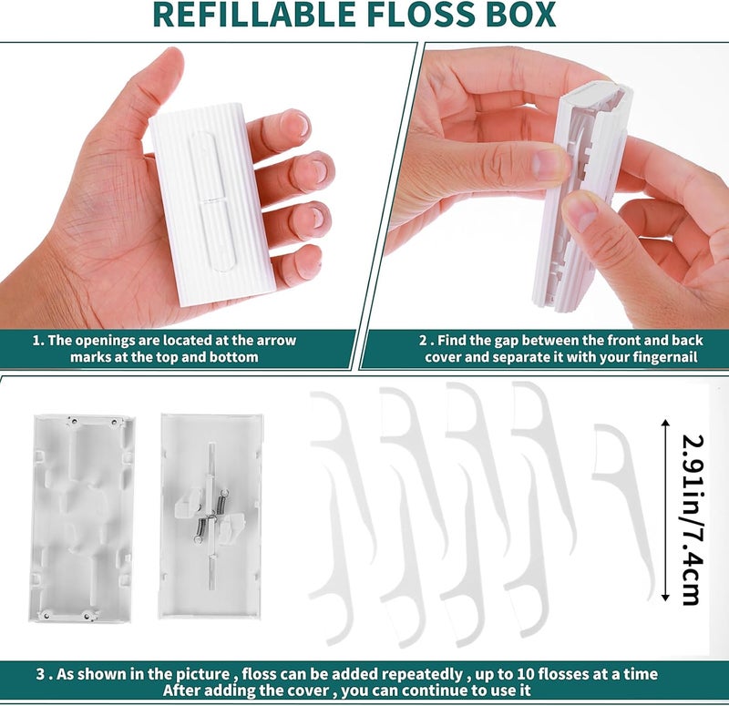 WLLHYF Portable Dental Floss Case with 10 Floss Picks - Automatic Organizer for Travel and Teeth Cleaning (White) - Image 3
