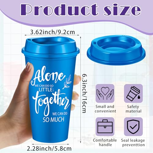 FillTouch 12 Pcs Appreciation Cups Gifts Team Coffee Mugs for Office Coworkers Employee Staffs 16 oz Reusable Plastic Cups with Lids Gifts for Staff at Work Bright Color - Image 3