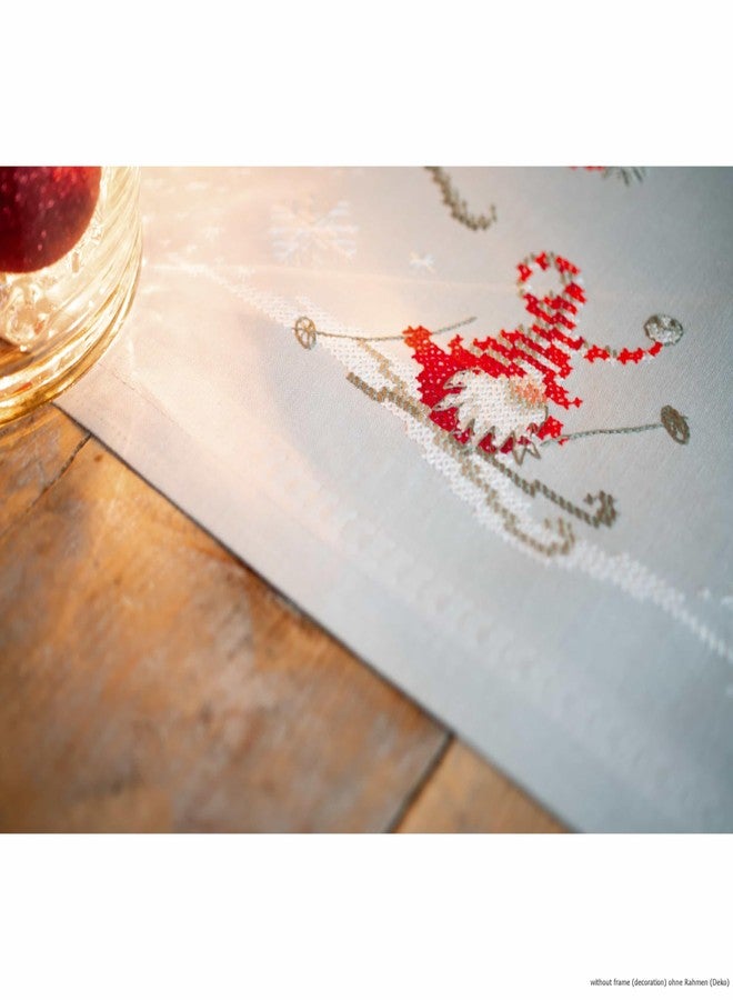 Vervaco Embroidery Christmas Embroidery Kits Cross Stitch Table Runner DIY Set, Tablecloth to Embroider with Image on Cotton and Embroidery Thread, 16 x 40 Inches, Gnomes Skiing - Image 5