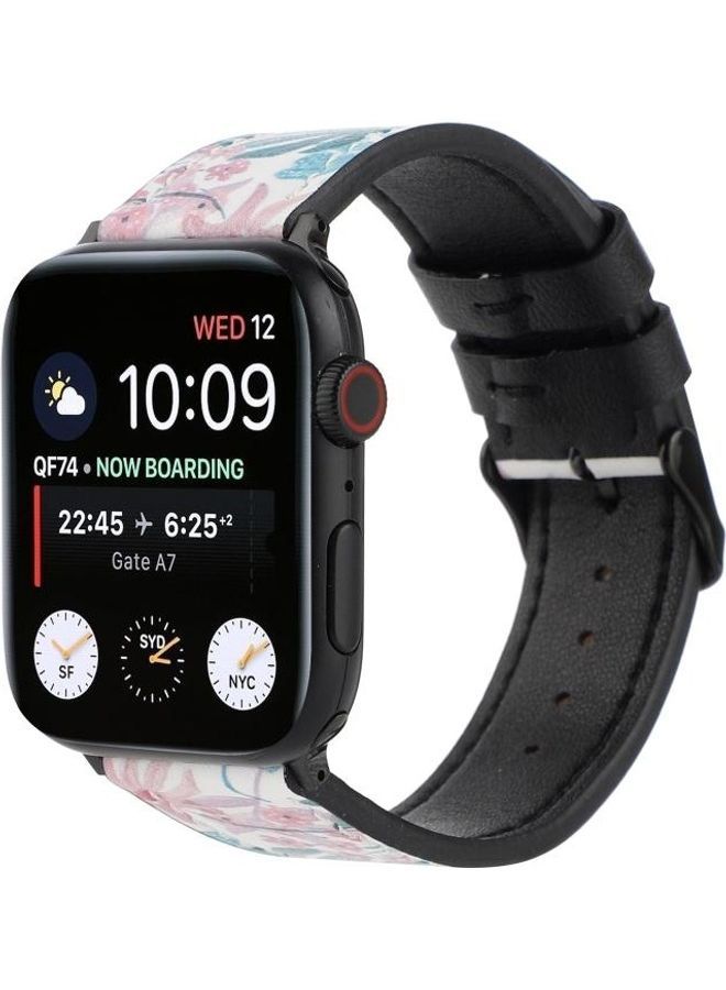 NIBEMINENT Printed Leather Watch Strap For Apple Series 7/6/SE/5/4/3/2/1 45/44/42mm Multicolour - Image 3