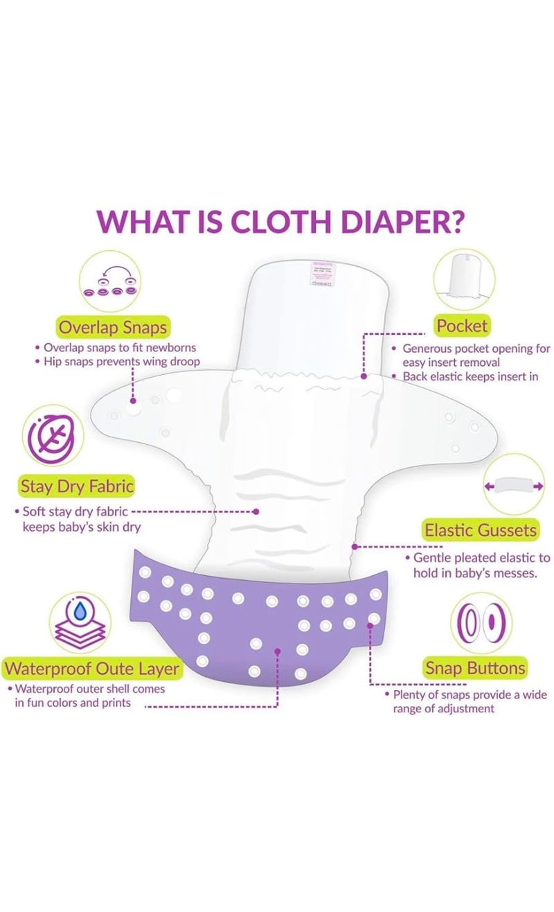 Kogar Reuse Nappy Adjustable Reusable & washable Cloth Diaper with Super Absorbent Insert, 3-36 Months, 2-Pack (Orange & Sky) - Image 5