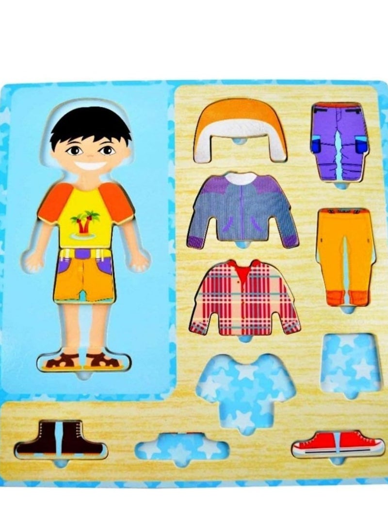 Qatalitic Wooden Dress Up Boy Puzzle Shape Board Game (1-5 Years)  - Image 1