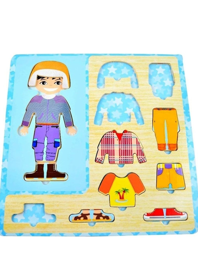 Qatalitic Wooden Dress Up Boy Puzzle Shape Board Game (1-5 Years)  - Image 2