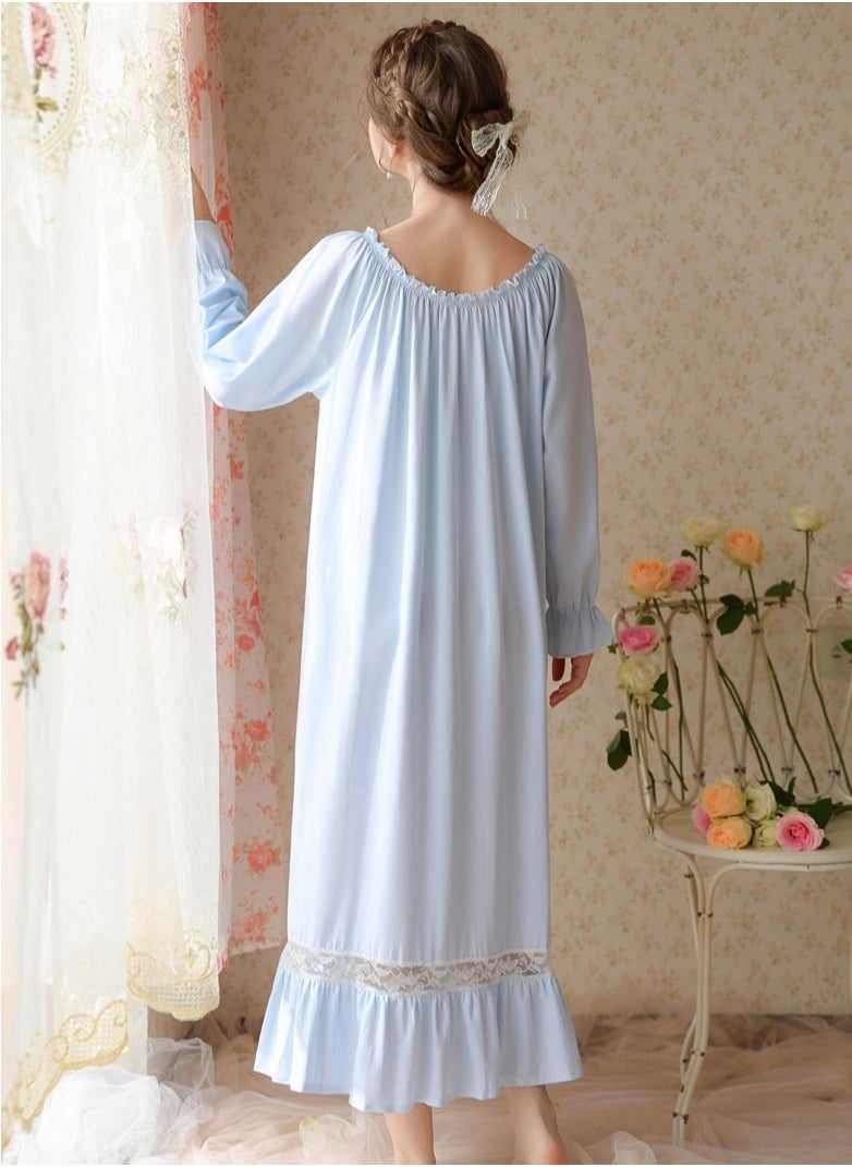 NIBEMINENT Casual Nightgowns for Women Soft Cotton Vintage Long Sleeve Elegant Nightgown Dress  - Image 4