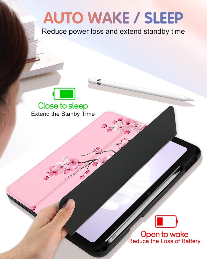 Wazzasoft for iPad A16 Case 2025 - for iPad 10th Generation Case Cute Women Girls Kids Girly Kawaii Blossom Flower Design Pencil Holder Auto Sleep/Wake Tablet Cover for Apple 11/10 10.9 Inch - Image 5