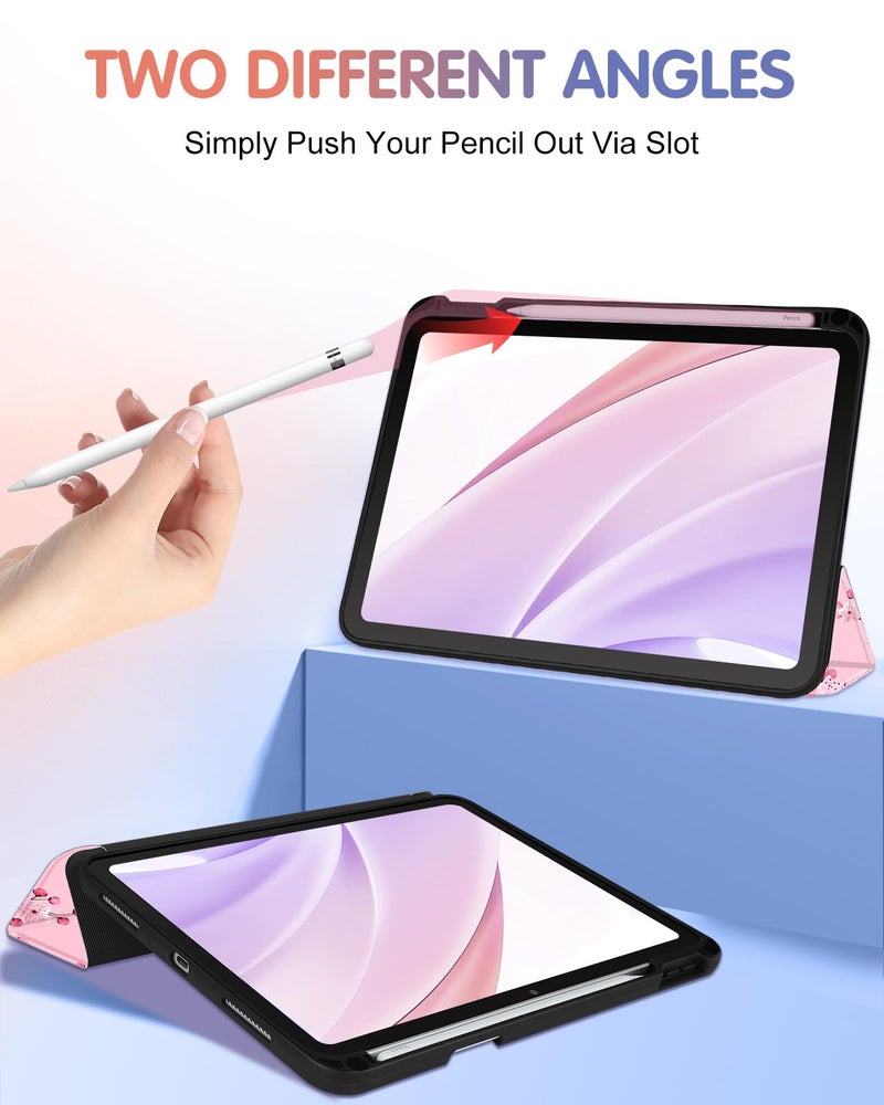 Wazzasoft for iPad A16 Case 2025 - for iPad 10th Generation Case Cute Women Girls Kids Girly Kawaii Blossom Flower Design Pencil Holder Auto Sleep/Wake Tablet Cover for Apple 11/10 10.9 Inch - Image 4