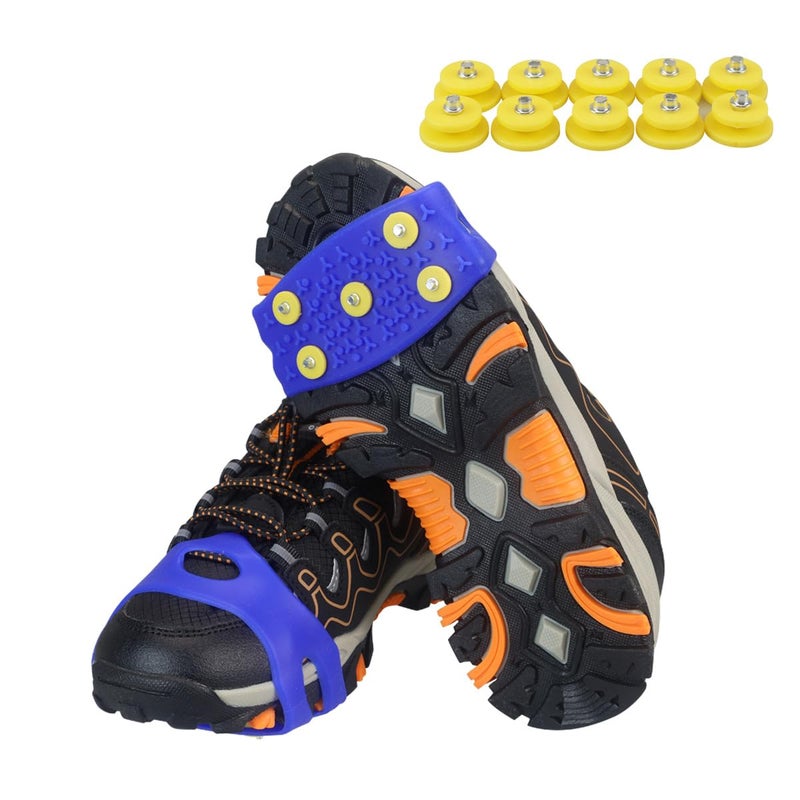 Giggleway Kids Ice Cleats for Shoes & Boots, Anti-Slip Snow Cleats with Extra 10 Stainless Steel Ice Spikes, Silicone Snow Grips for Kids, Youth & Toddlers Walking, Running & Outdoor Play - Image 1