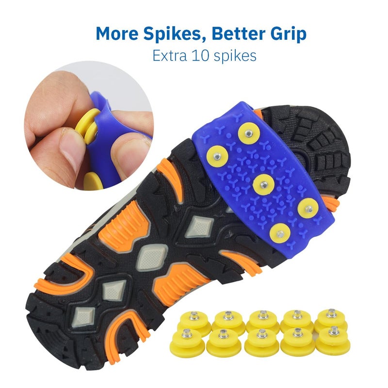 Giggleway Kids Ice Cleats for Shoes & Boots, Anti-Slip Snow Cleats with Extra 10 Stainless Steel Ice Spikes, Silicone Snow Grips for Kids, Youth & Toddlers Walking, Running & Outdoor Play - Image 2