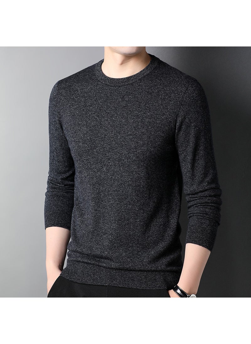 Generic - Mens Pure Wool Knitted Sweater round Neck Thin Style Autumn Winter Casual Top Quality Soft Long Sleeve Loose Fit Fashionable Dark red - Image 1